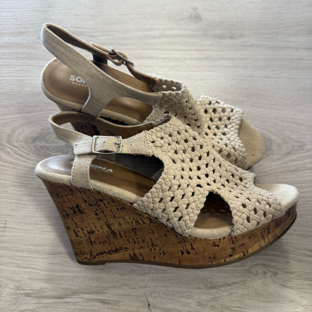 Soma Cream Wedge Sandals